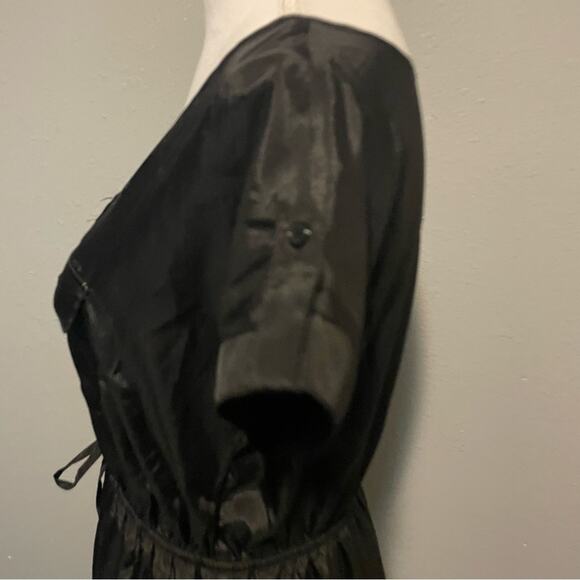 Rhapsody Black Shiny Shirt Dress Size Large - Picture 3 of 12